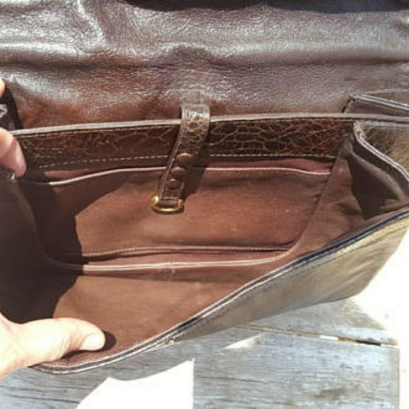 Vtg Rare 60s Alligator Fendi Brown Lambskin Bag - Picture 4 of 6